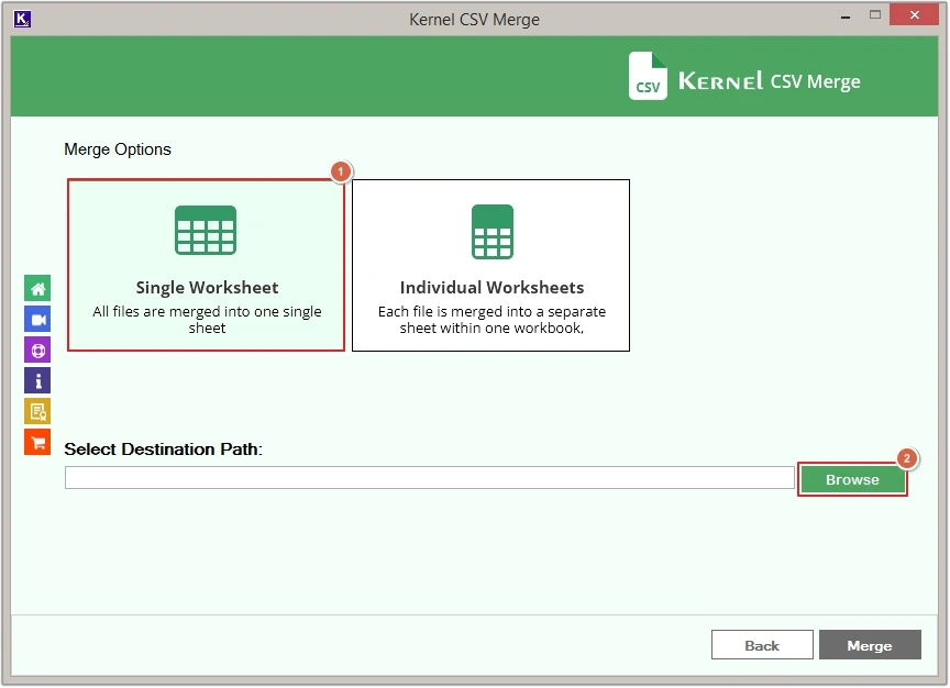 select single worksheet and click browse