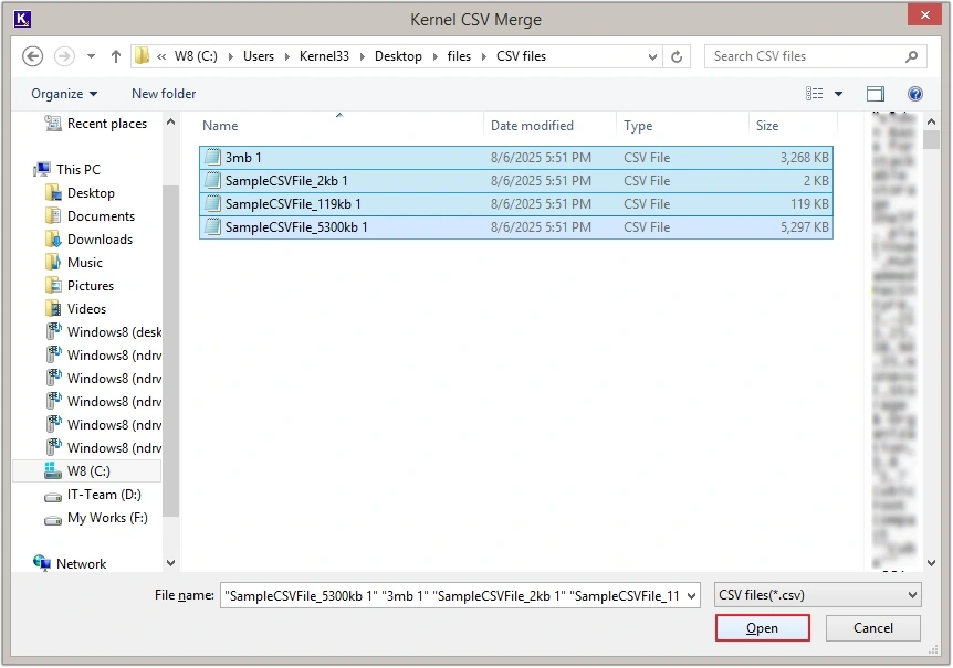 Select files and click open