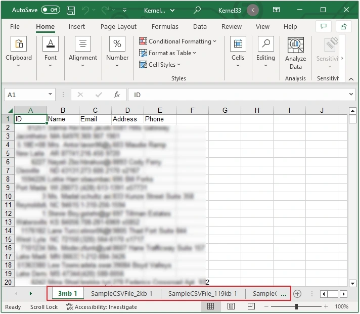 click and view merged data
