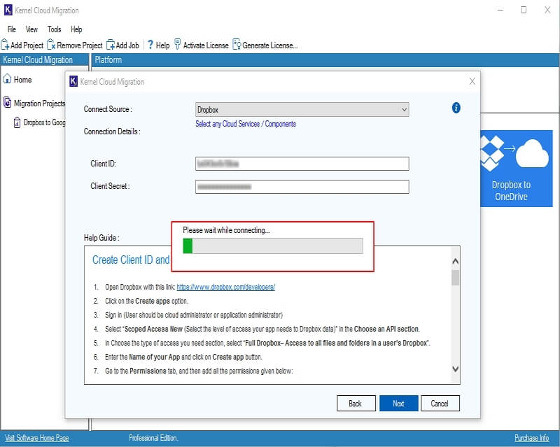 Show Please wait while connecting message