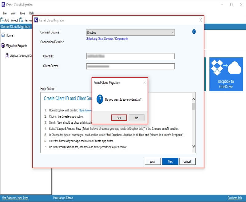 Save credentials