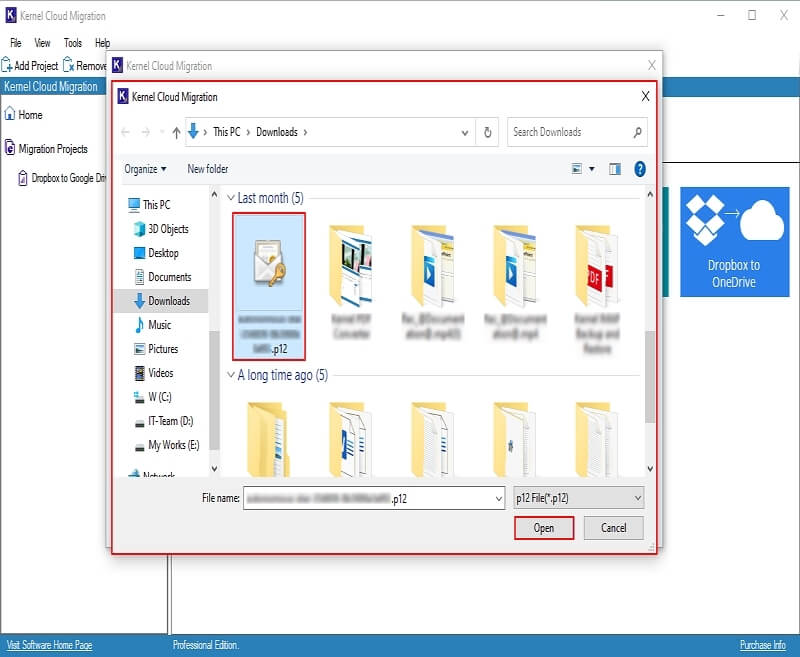 Select P12 Key from your system