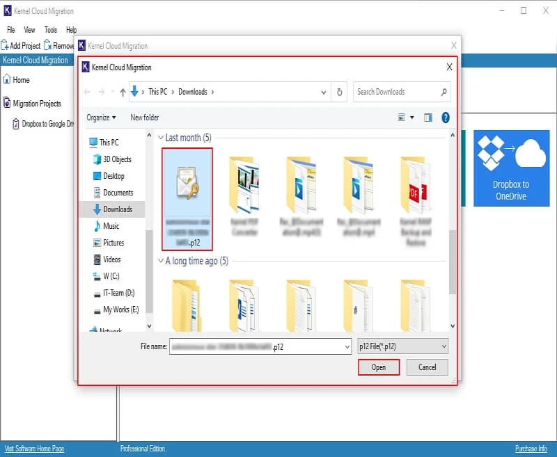 Select P12 Key from your system