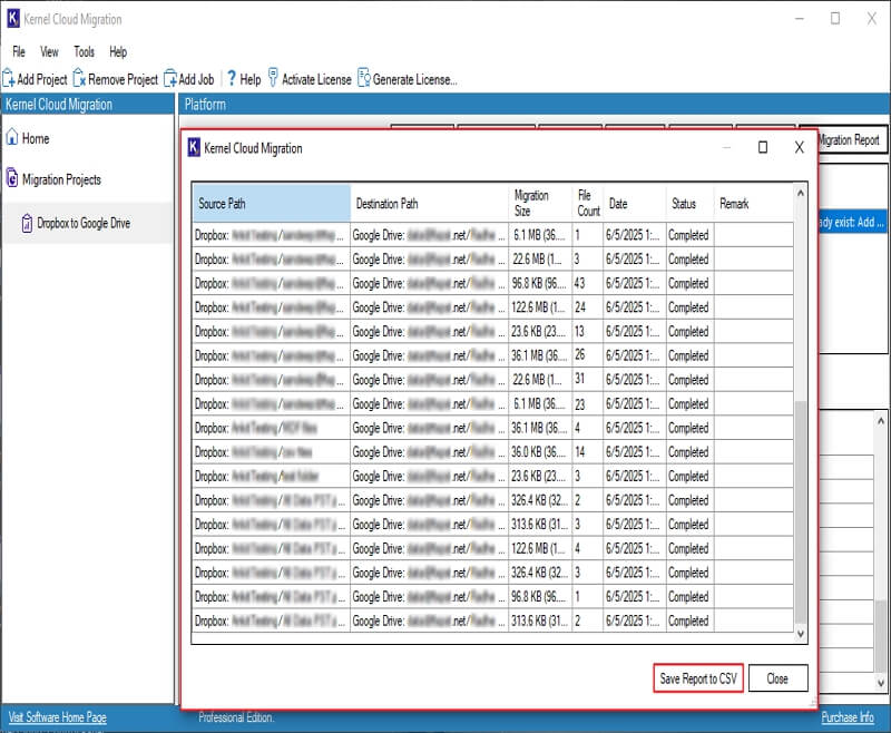 click Save Report to CSV option