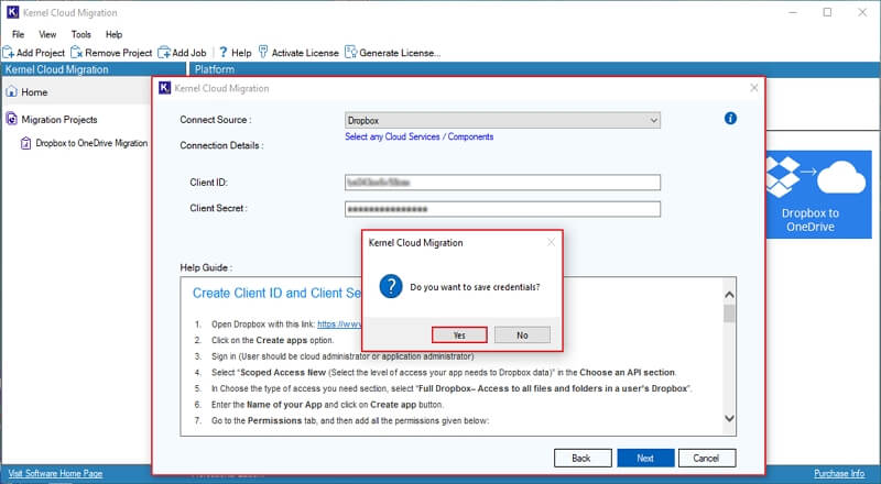 Save credentials