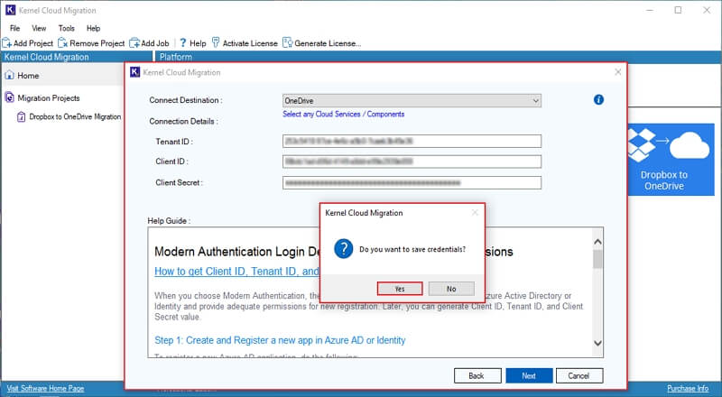 Save credentials