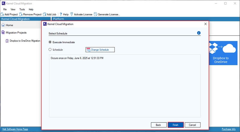 Select Schedule option