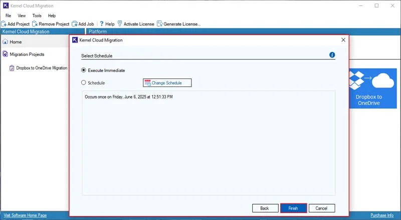 Select Schedule option