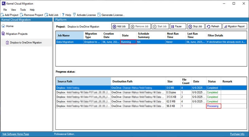 Migration process running