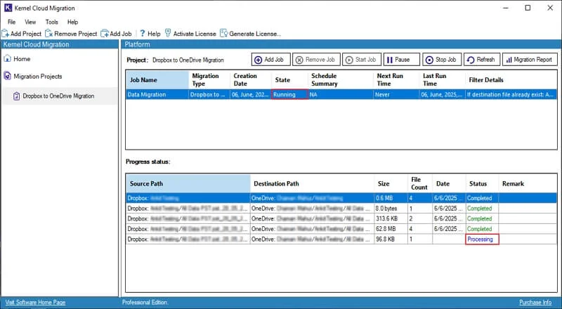 Migration process running