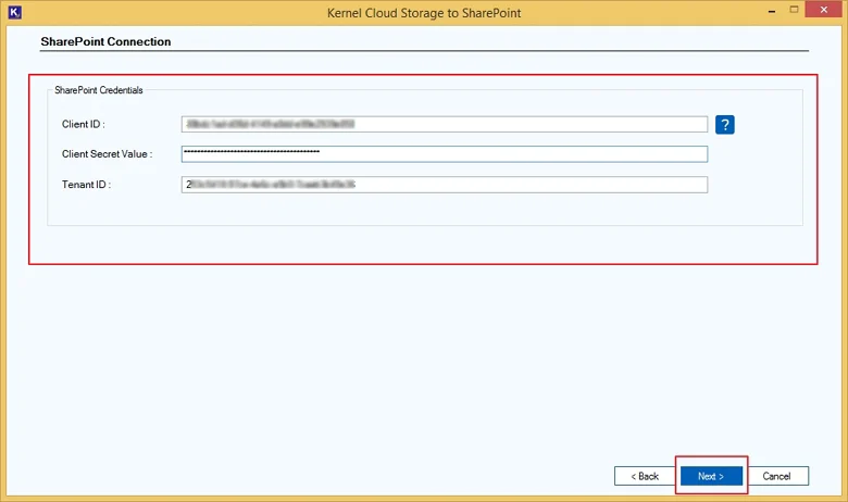 Provide the SharePoint Credentials