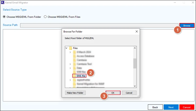 click on browse and go to folder location