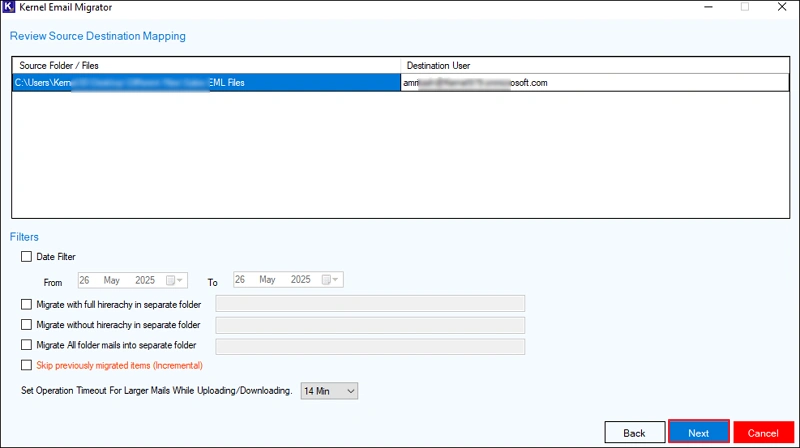 select Skip previously migrated items