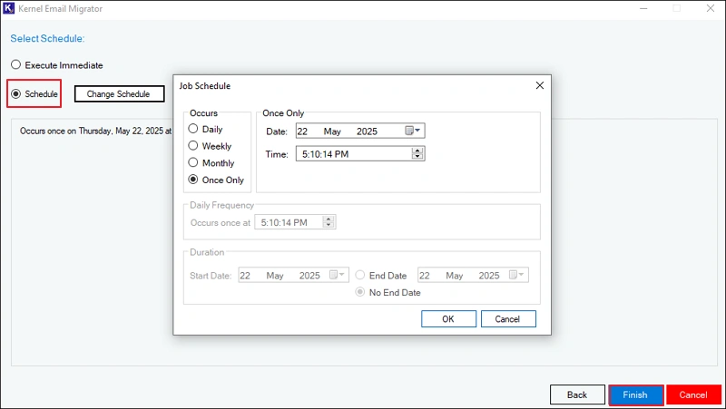 click on change schedule