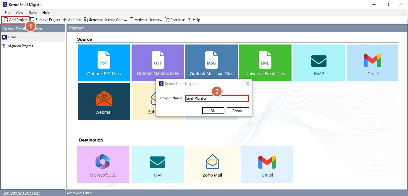 Kernel Email Migrator tool