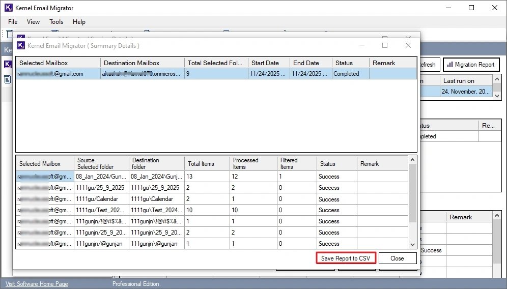 click Save Report to CSV