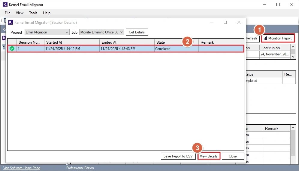 detailed report of the finished migration
