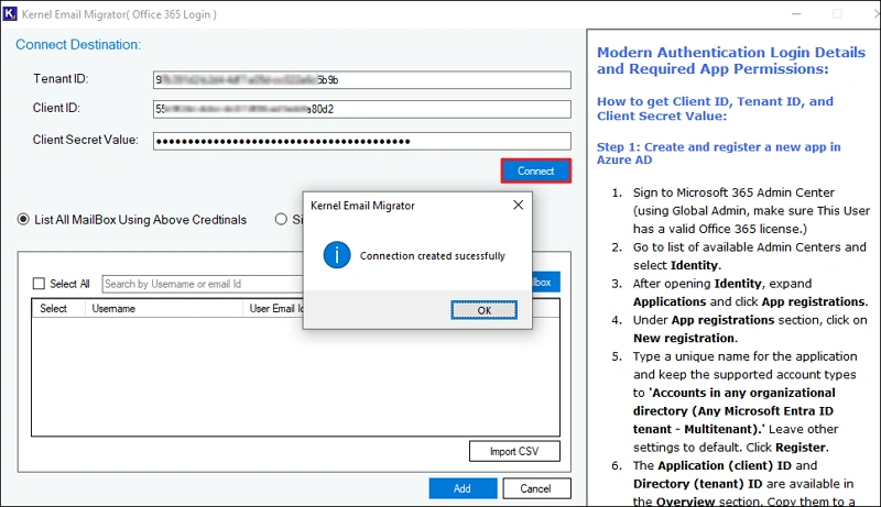enter credentials to connect o365