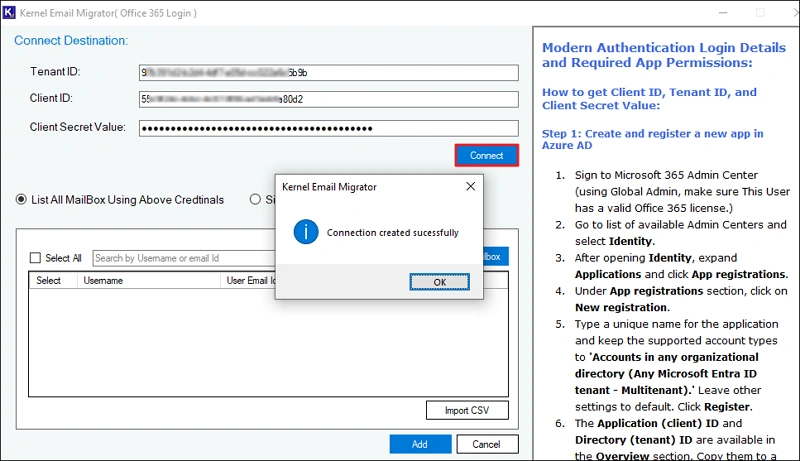 enter credentials to connect o365