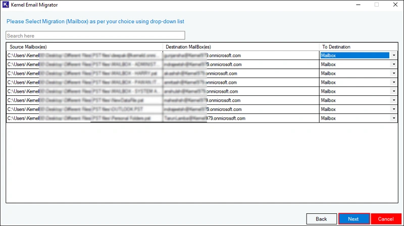 select mailbox migration