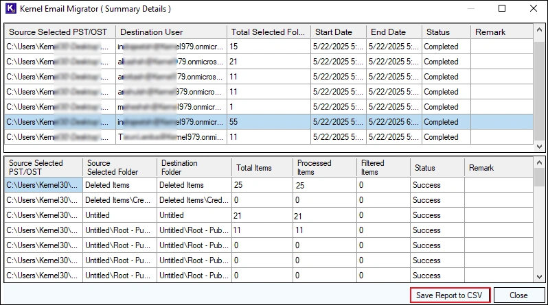 view migration report