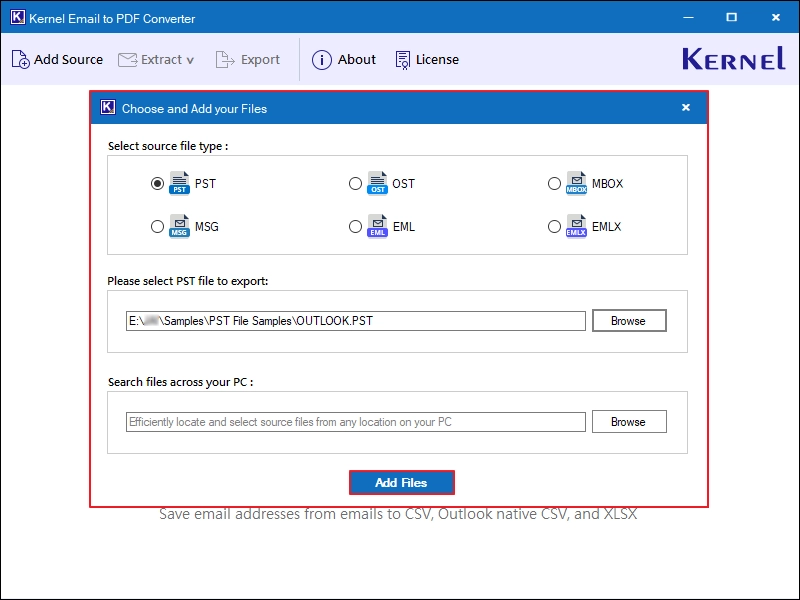 Click on add files