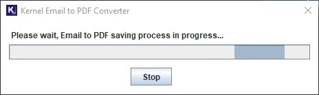 The conversion process of emails to PDF format will begin immediately