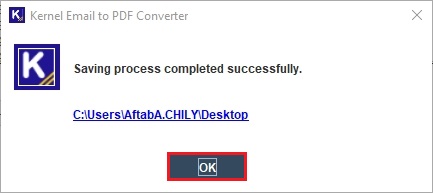 A confirmation message will be displayed after a successful conversion