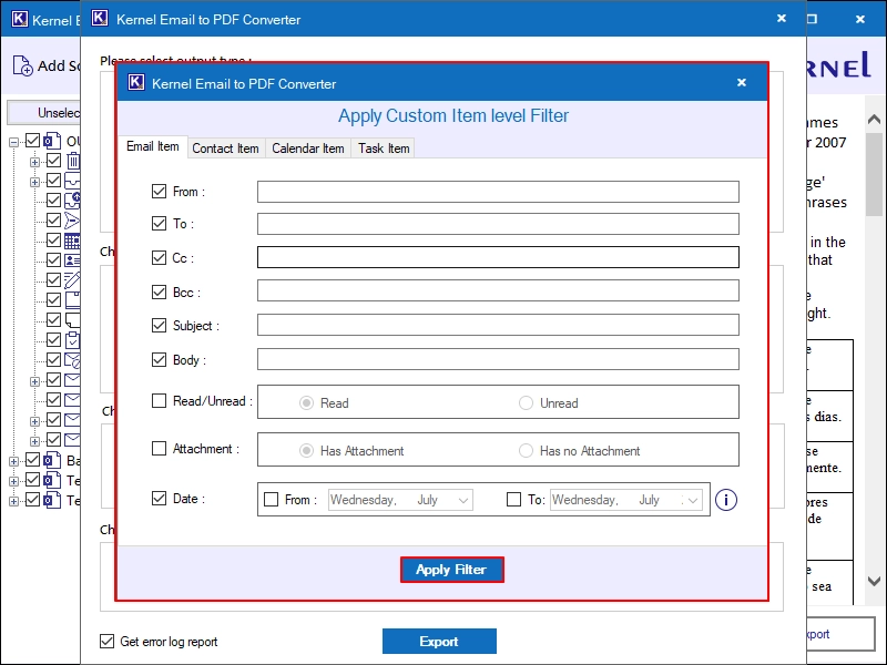 Click on apply filters