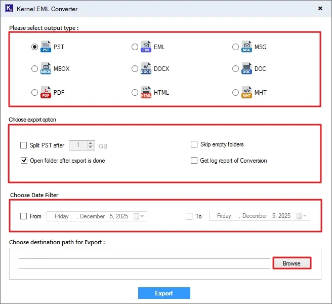 Select the saving format