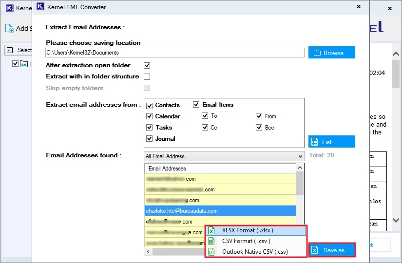 choose your desired saving format