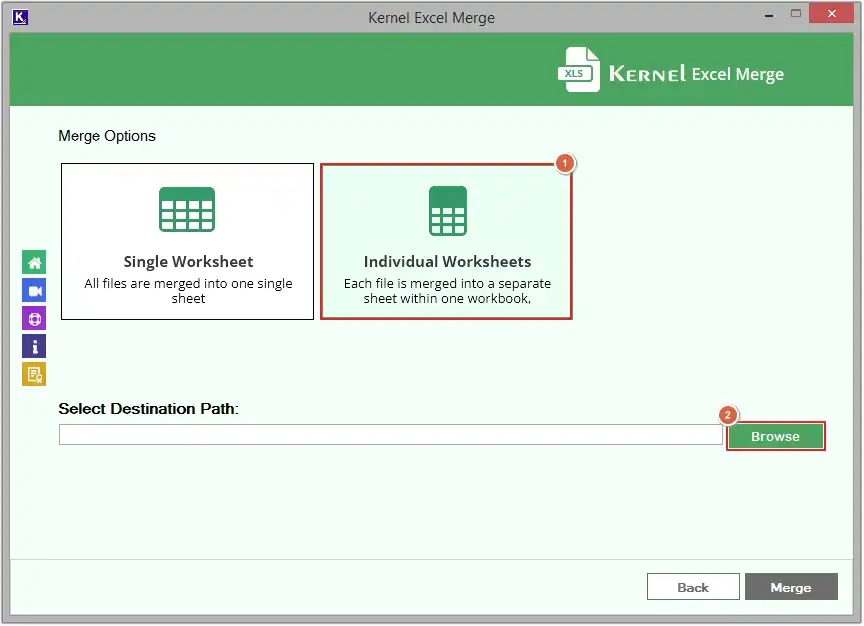 select individual worksheet and click merge