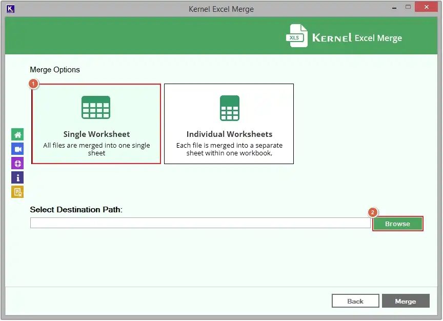 select single worksheet and click browse