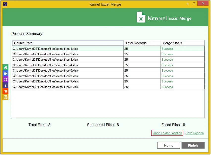 process completed click on open file location