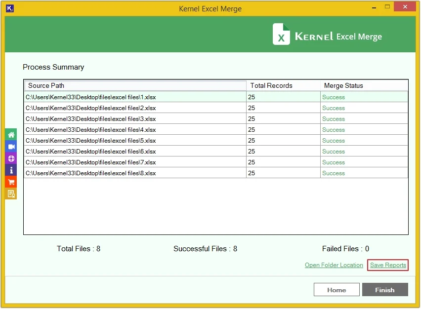 click save reports