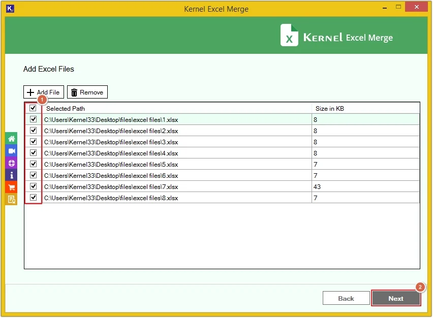 Tick required files and click next