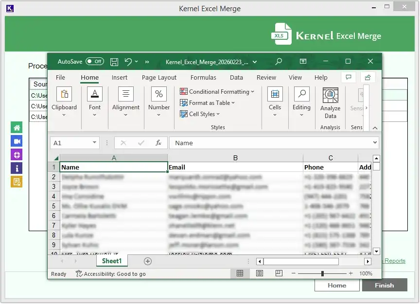 data is saved in a single worksheet
