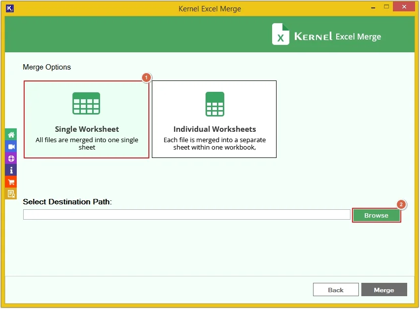 select single worksheet and click browse