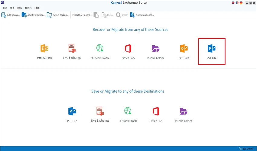 click on the PST file option