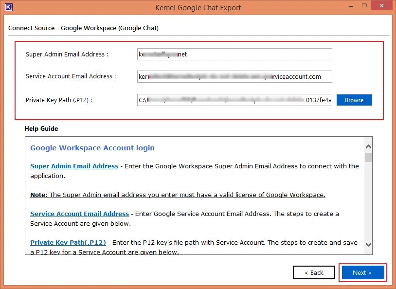 Enter the G Suite credentials: