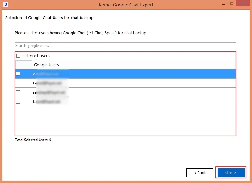 Now shows the list of all users 
