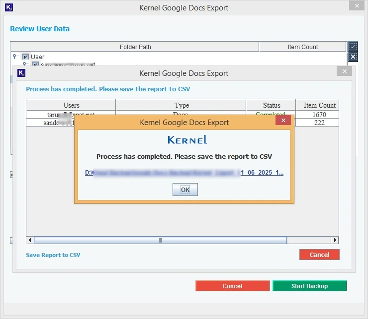 Now Docs export process complete