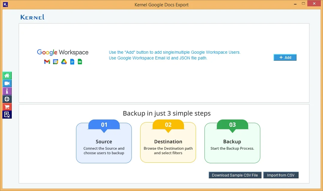Launch the Google Docs Export software