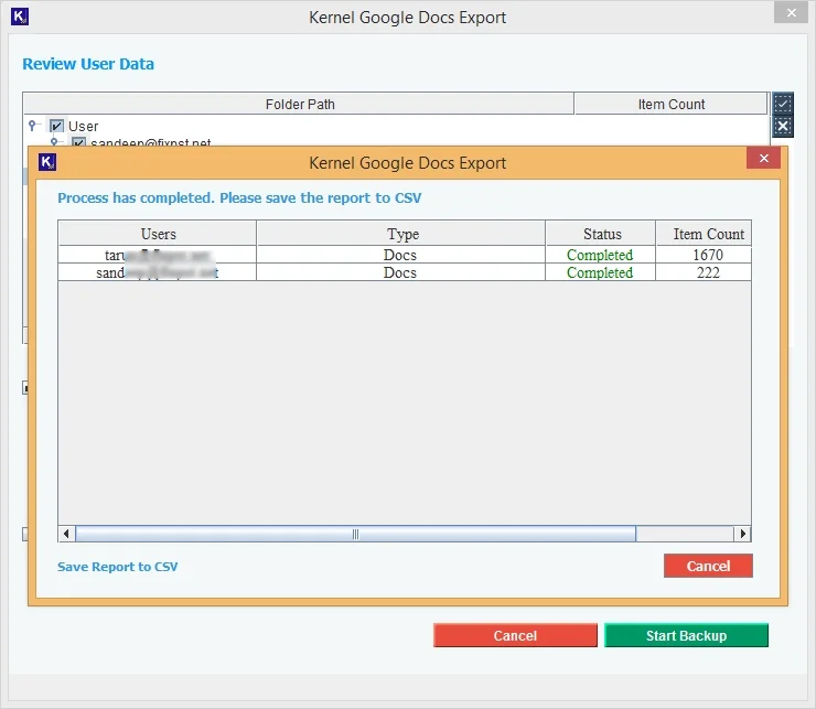 Save Docs export report to csv file