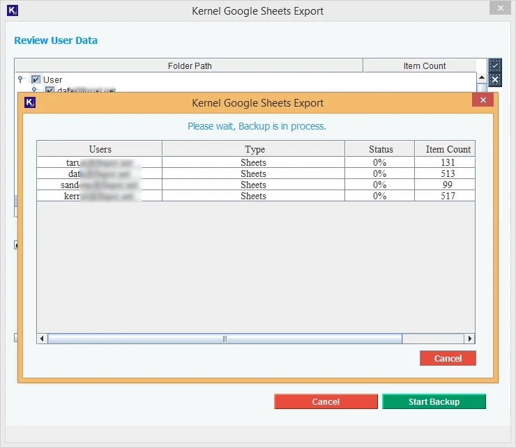 Now export process is started