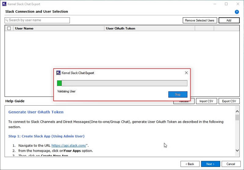 The software will start Validating User