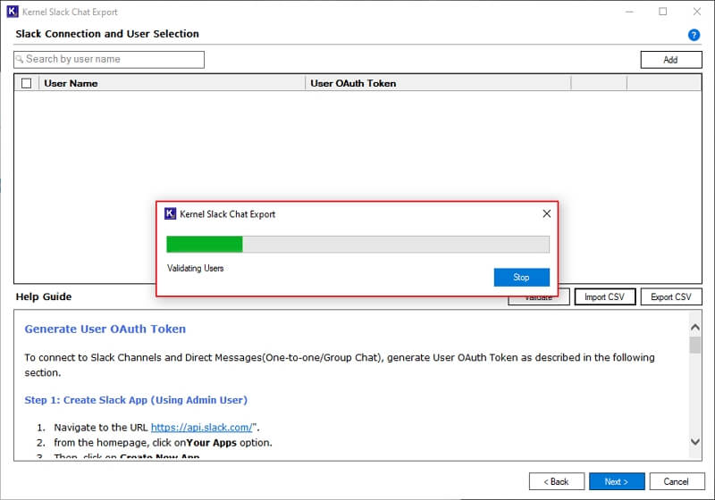 Validating Users from CSV files.