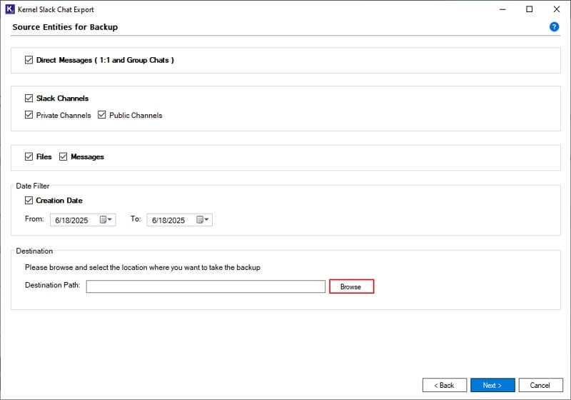 Source Entities for Backup