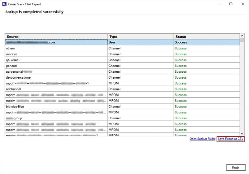 Click to Save Report as CSV