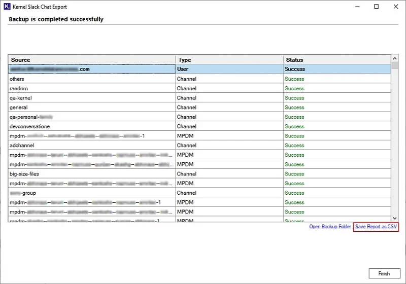 Click to Save Report as CSV